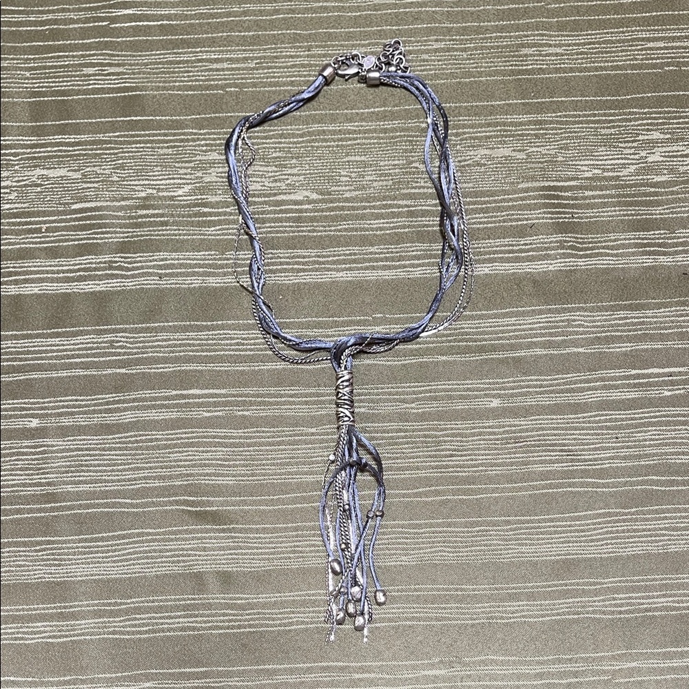 Chico's Silver and Gray Tassel Necklace